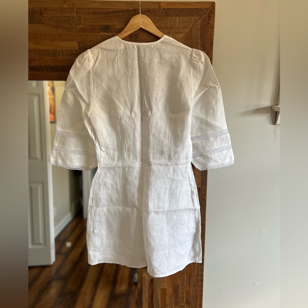 Reformation White Button-Front Linen Mini Dress - Picture 7 of 9